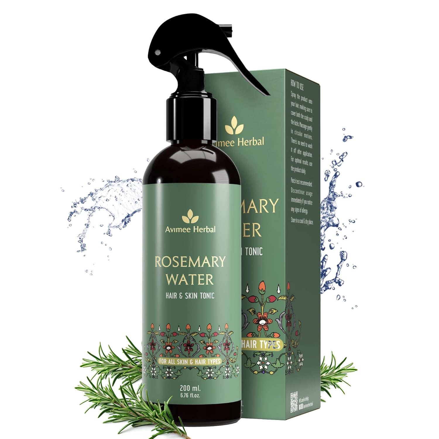 Avimee Herbal Rosemary Water For Hair Growth (200 ml) | Mist Spray for Hairfall | Rosemary Hair Mist | Adds Shine & Helps Reduce Hairfall, Strengthens Hair | For All Hair Types | For Men & Women