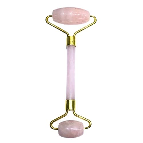 Aeora Rocks : Rose Quartz Facial Roller - Original Rose Quartz Natural Crystal Roller for Lymphatic Drainage, Radiant Skin, and Relaxing Facial Massage for All Skin Types