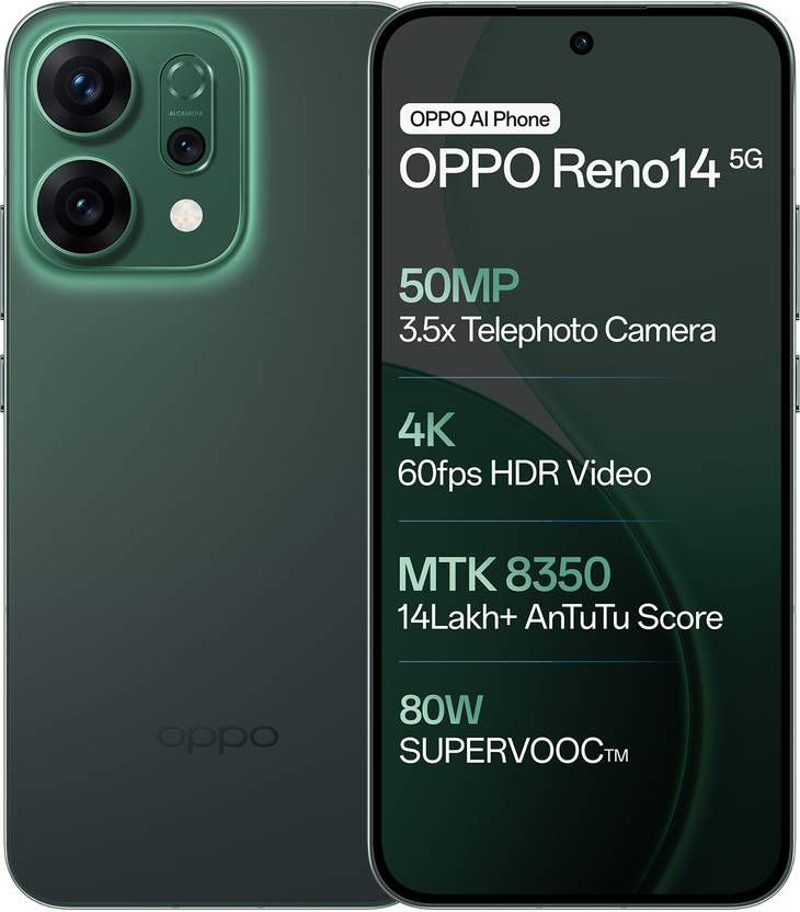 OPPO Reno14 5G (Forest Green, 256 GB)  (12 GB RAM) Flipkart Deal