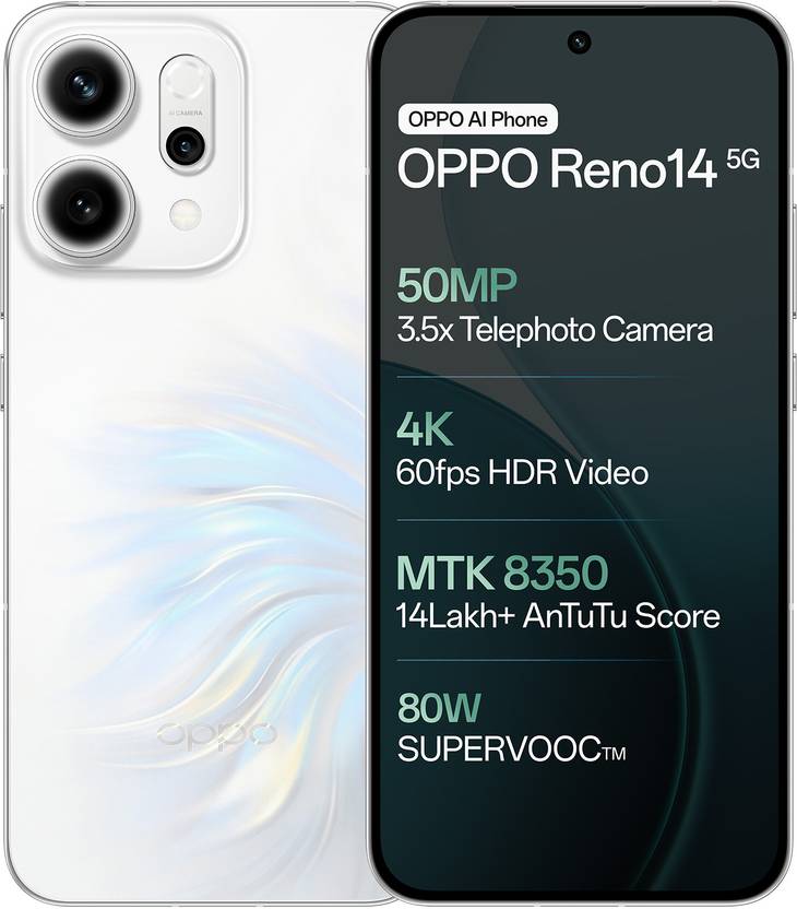 OPPO Reno14 5G (Pearl White, 256 GB)  (8 GB RAM) Flipkart Deal