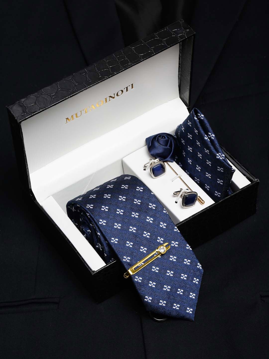 MUTAQINOTI Men Silk Blend Necktie Accessory Gift Set Myntra Deal