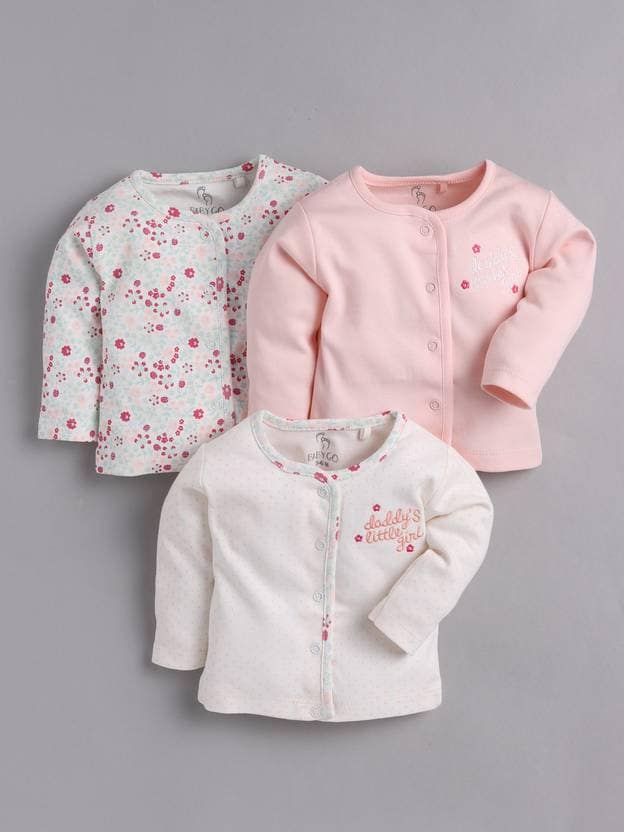 BabyGo  Baby Boys &amp; Baby Girls Printed Pure Cotton Regular T Shirt  (Multicolor, Pack of 3) Flipkart Deal