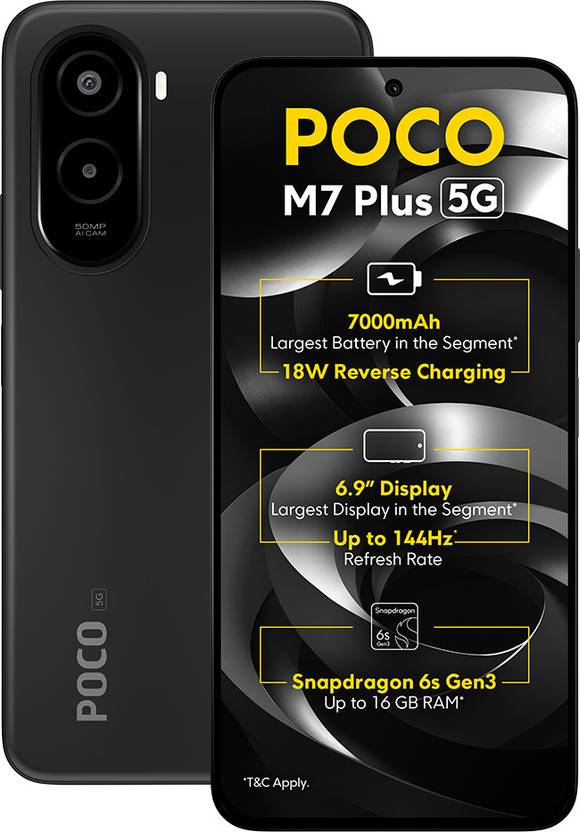 POCO M7 Plus 5G (Carbon Black, 128 GB)  (4 GB RAM) Flipkart Deal