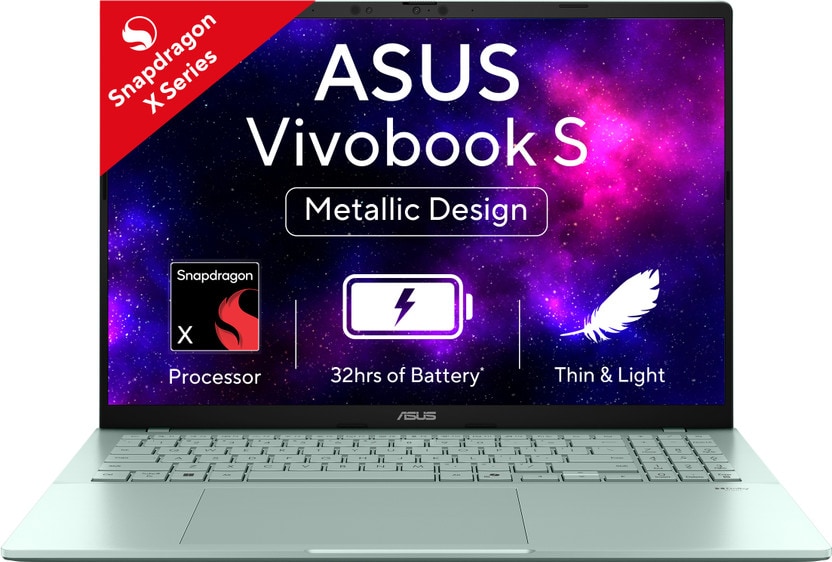ASUS Vivobook S16 OLED (2025) with Backlit Keyboard, Metal Body*, Qualcomm Snapdragon X - (16 GB/512 GB SSD/Windows 11 Home) S3607QA-SH079WS Thin and Light Laptop  (16 inch, Green, 1.74 Kg, With MS Office) Flipkart Deal