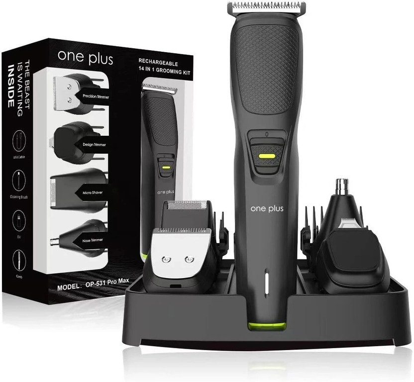 One Plus OP 531 Pro Max 14 in 1 Face, Body &amp; Private Parts,DualCut Tehnology Grooming Kit Trimmer 120 min Runtime 4 Length Settings  (Black) Flipkart Deal