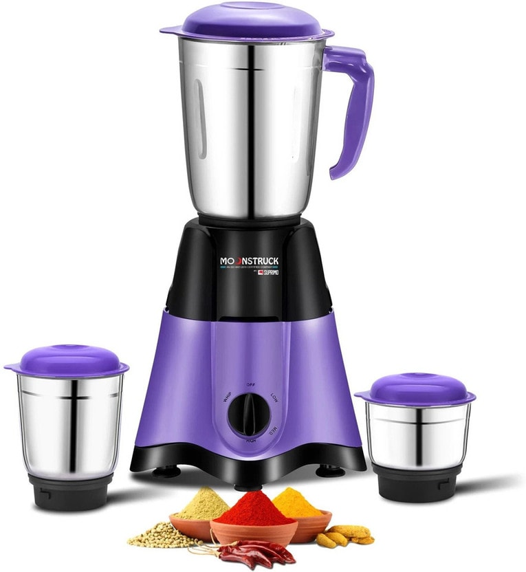 Moonstruck Juicer Mixer Grinder 750 W Juicer Mixer Grinder  (750W Juicer Mixer Grinder | Powerful Motor for Grinding (Purple, 3 Jars) | 3 Jars | Purple) Flipkart Deal