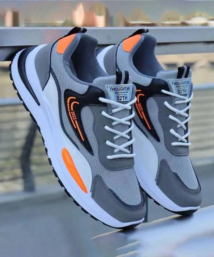 Sneakers For Men  (Grey, Orange , 7) Flipkart Deal Sneakers For Men  (Grey, Orange , 7) Flipkart Deal