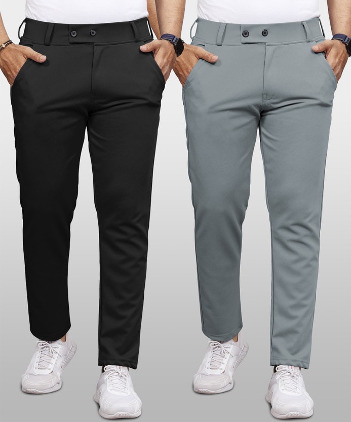 VeBNoR Pack of 2 Men Regular Fit Black, Grey Lycra Blend Trousers Flipkart Deal