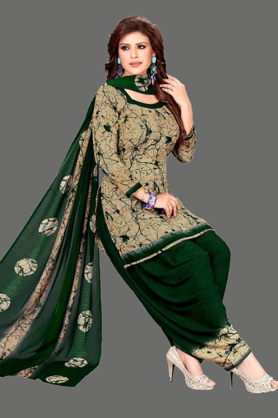 YASHIKA  Unstitched Crepe Salwar Suit Material Solid, Floral Print, Printed, Geometric Print Flipkart Deal
