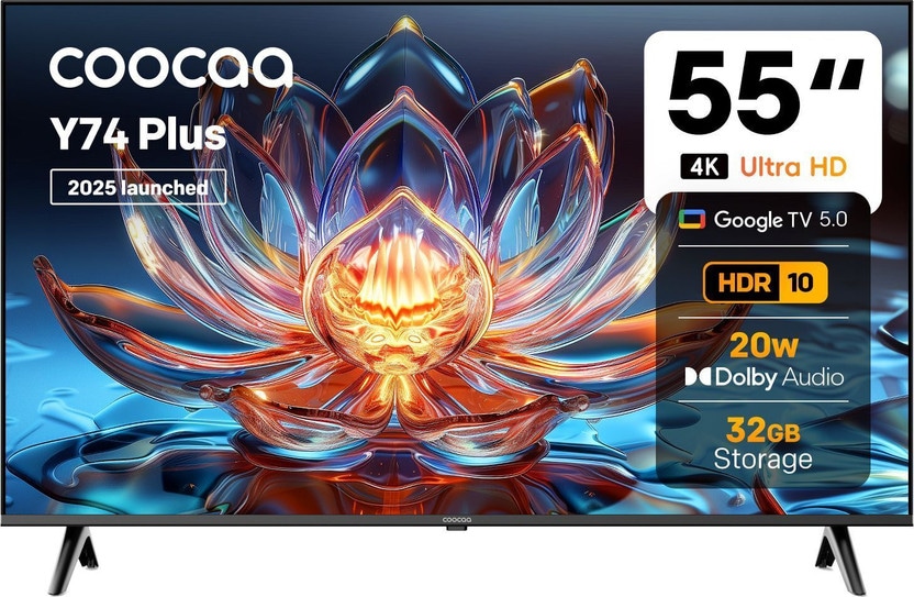 Coocaa Y74 Plus 138 cm (55 inch) Ultra HD (4K) LED Smart Google TV 2025 Edition with Dolby Audio | 32 GB Storage| 20W Sound Output | HDR10 & HLG | Eye Care Technology  (55Y74 Plus) Flipkart Deal