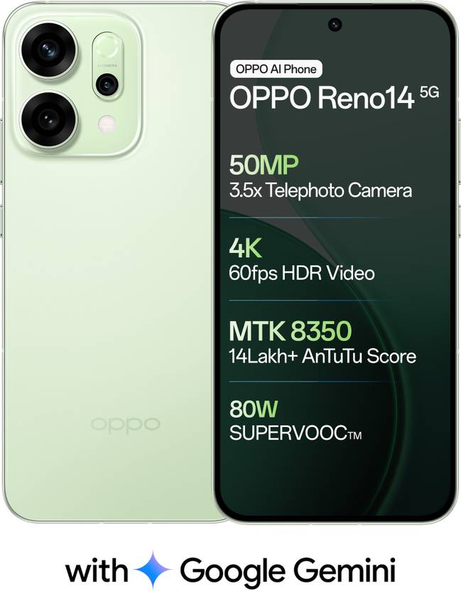 OPPO Reno14 5G (Mint Green, 256 GB)  (12 GB RAM) Flipkart Deal