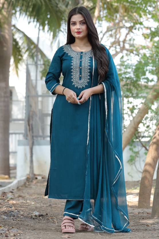 Kangopi fashion Women Viscose Rayon Kurti Pant Dupatta Set Flipkart Deal