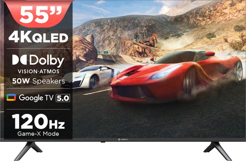MOTOROLA 139.7 cm (55 inch) QLED Ultra HD (4K) Smart Google TV 2025 Edition with 5.0 with 50 W speaker, 120Hz Game accelerator, and Dolby Atmos (55UHDGQMWSDQ) Flipkart Deal