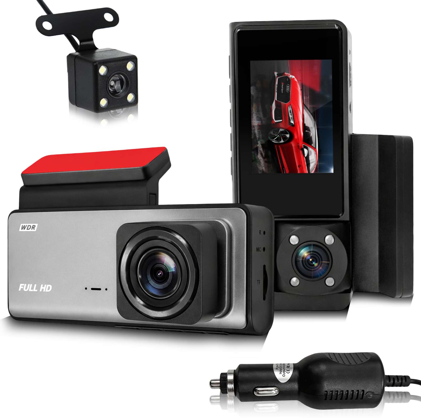 FABTEC Car Dashcam with Front,in Cabin &amp; Rear View Camera|Wifi|Night Vision|G-Sensor Dashboard, In-car, Reverse Assist Camera System (3 Camera, 1680 x 960) Flipkart Deal