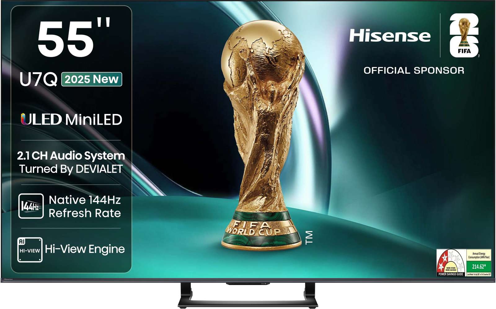 Hisense 55U7Q 138.5 cm (55 inch) Ultra HD (4K) Mini LED Smart VIDAA TV 2025 Edition with 2.1CH Audio System Tuned by DEVALET, Native 144 Refresh Rate, Dolby Vision Atmos (55U7Q) Flipkart Deal