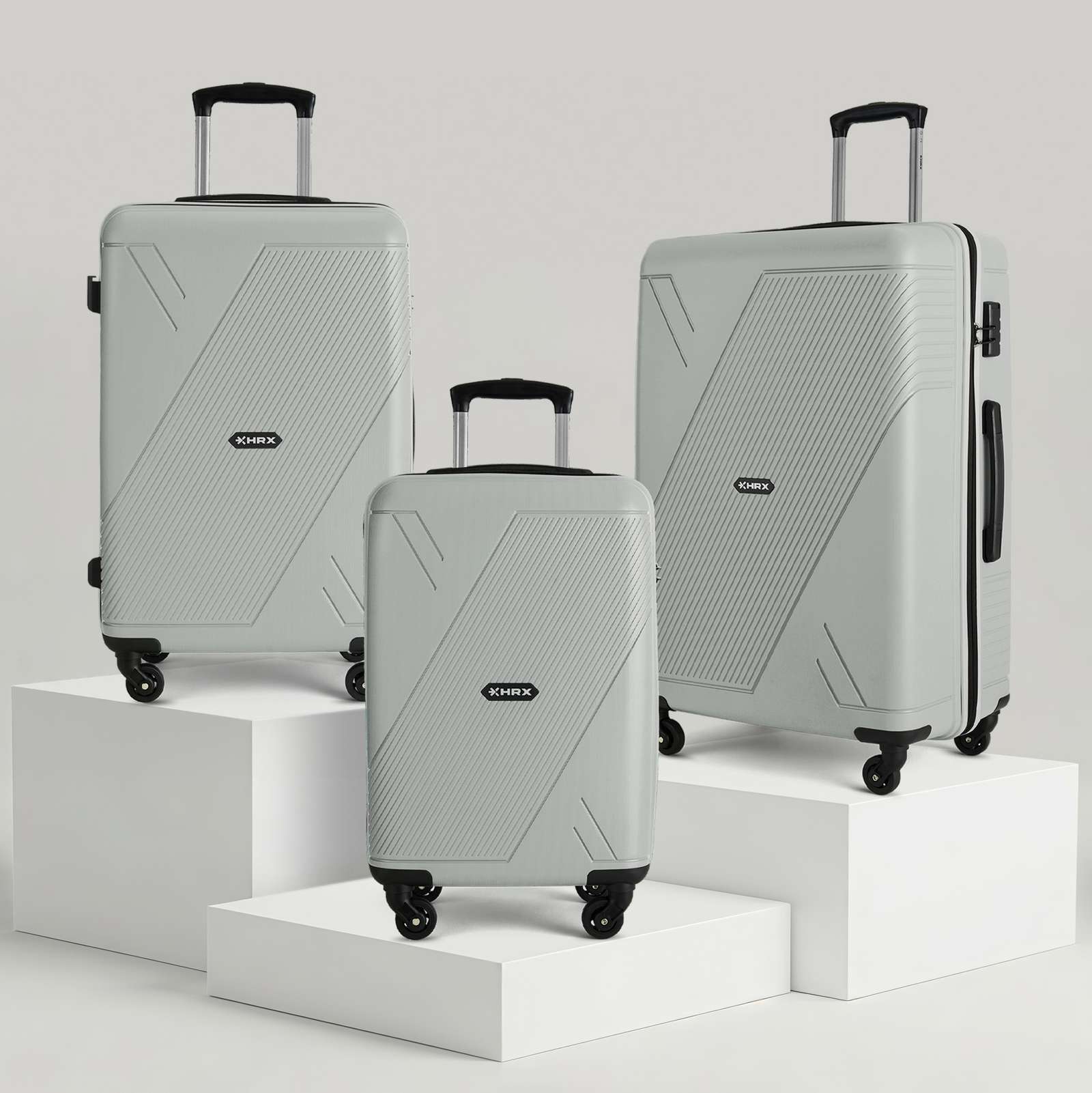 HRX Hard Body Set of 3 Luggage 4 Wheels - Icon - Silver Flipkart Deal