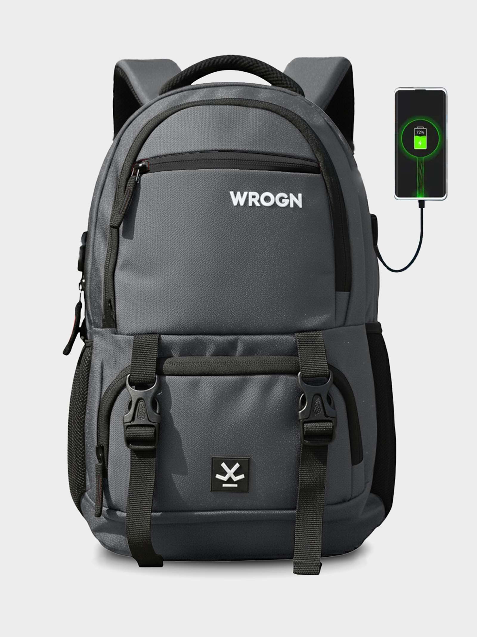WROGN Large 40 L Laptop Backpack ASHPER Unisex with USB Port and Rain Cover (Grey) Flipkart Deal