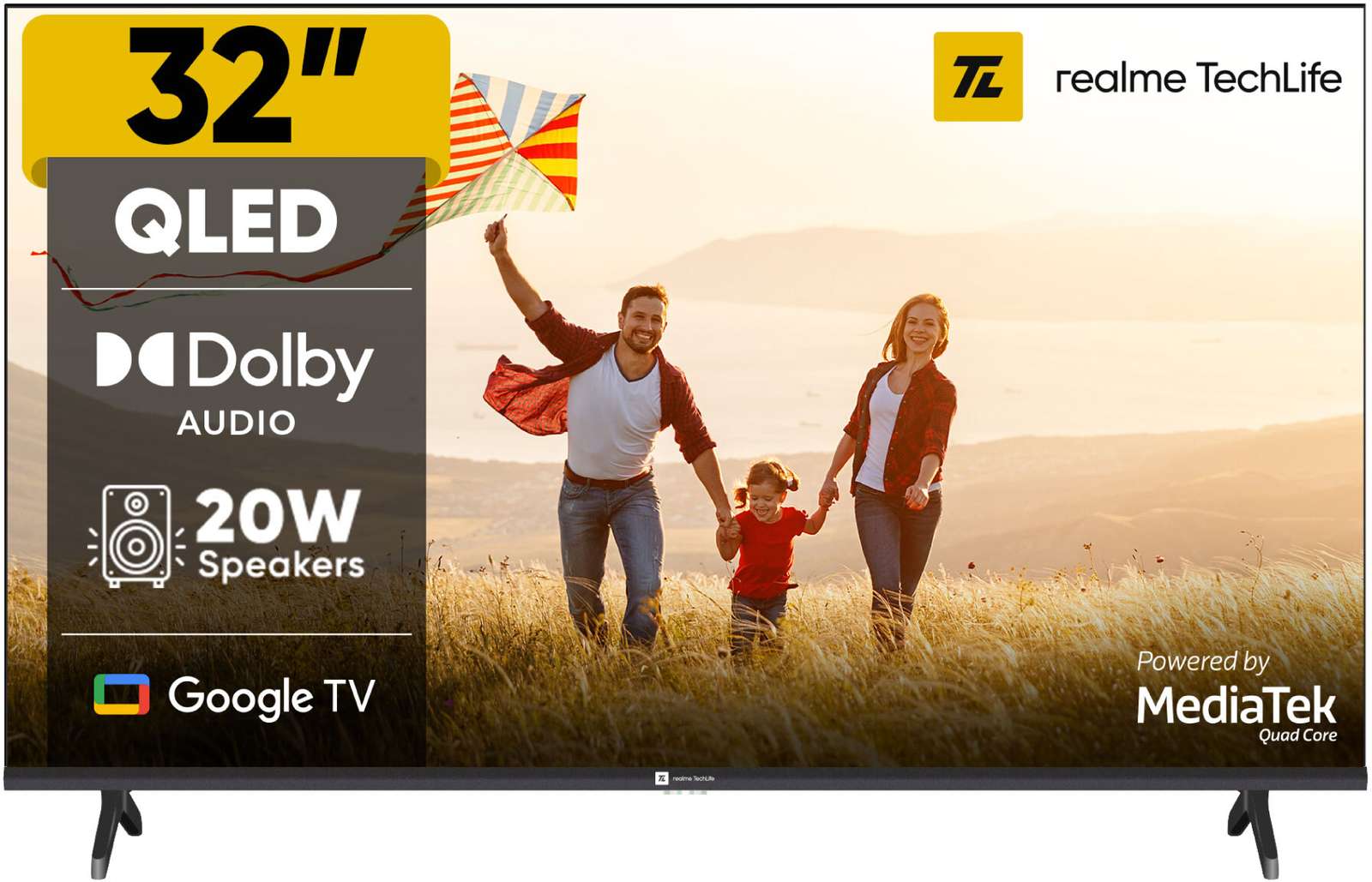 realme TechLife 80 cm (32 inch) QLED HD Ready Smart Google TV 2025 Edition with 5.0 OS, Dolby Audio, and Downfiring speaker (32HDGQRVSAQ) Flipkart Deal