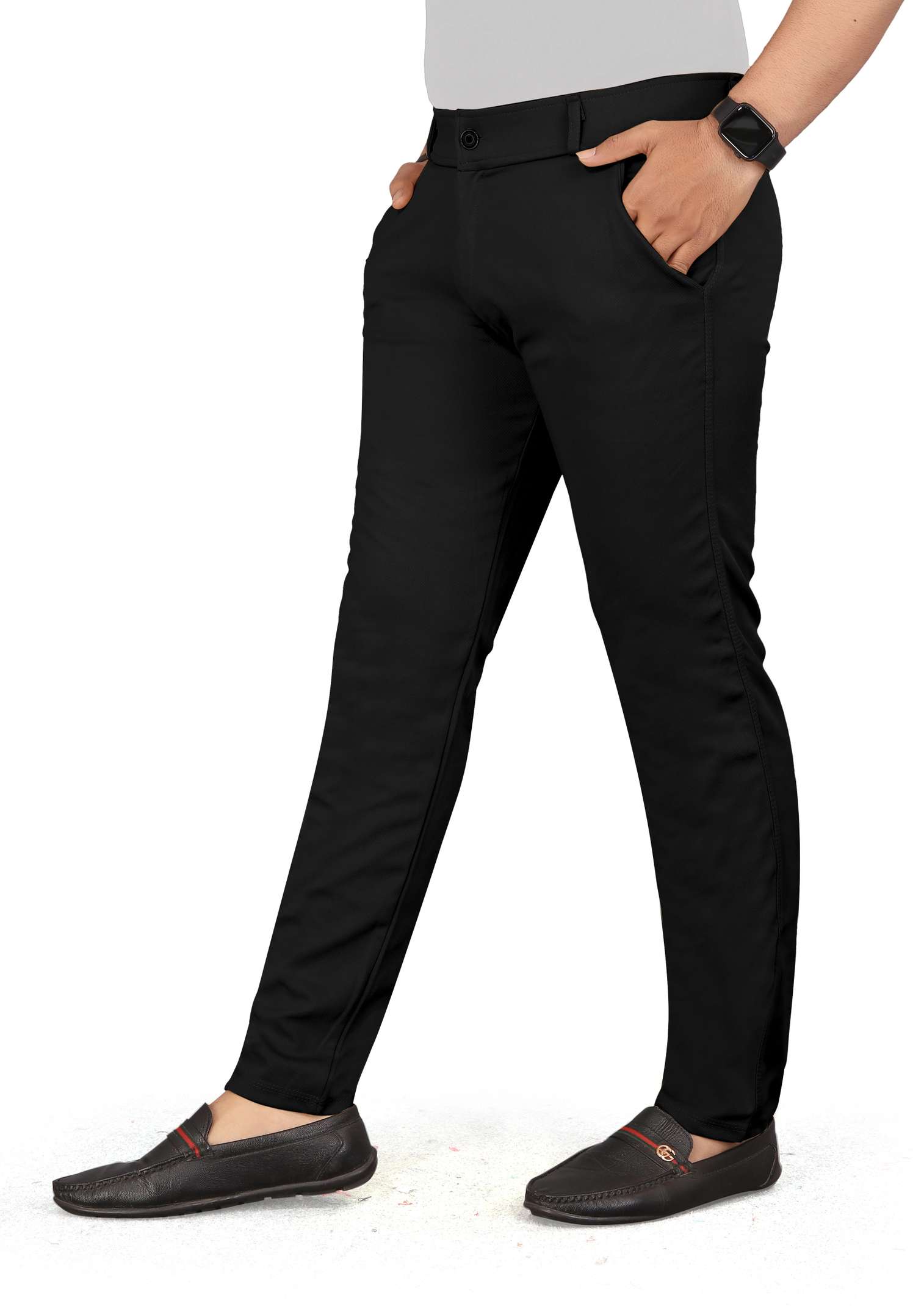 SRJ FASHION Men Slim Fit Black Lycra Blend Trousers Flipkart Deal