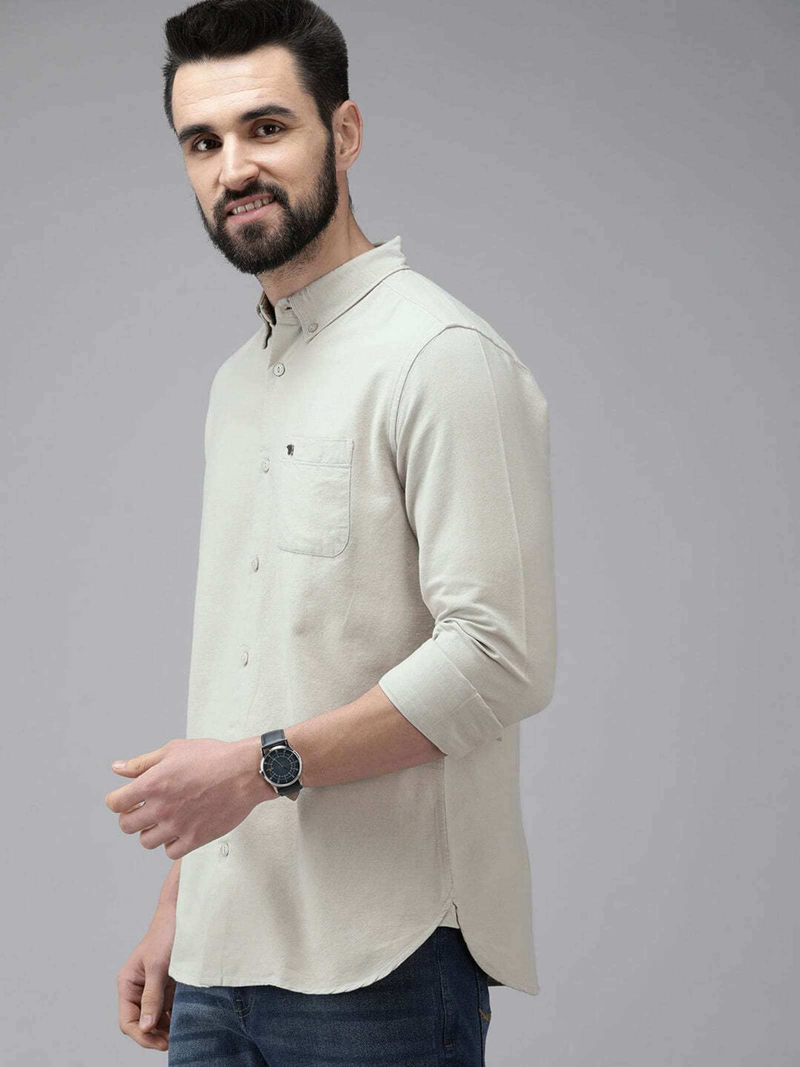 THE BEAR HOUSE Men Slim Fit Solid Button Down Collar Casual Shirt Flipkart Deal