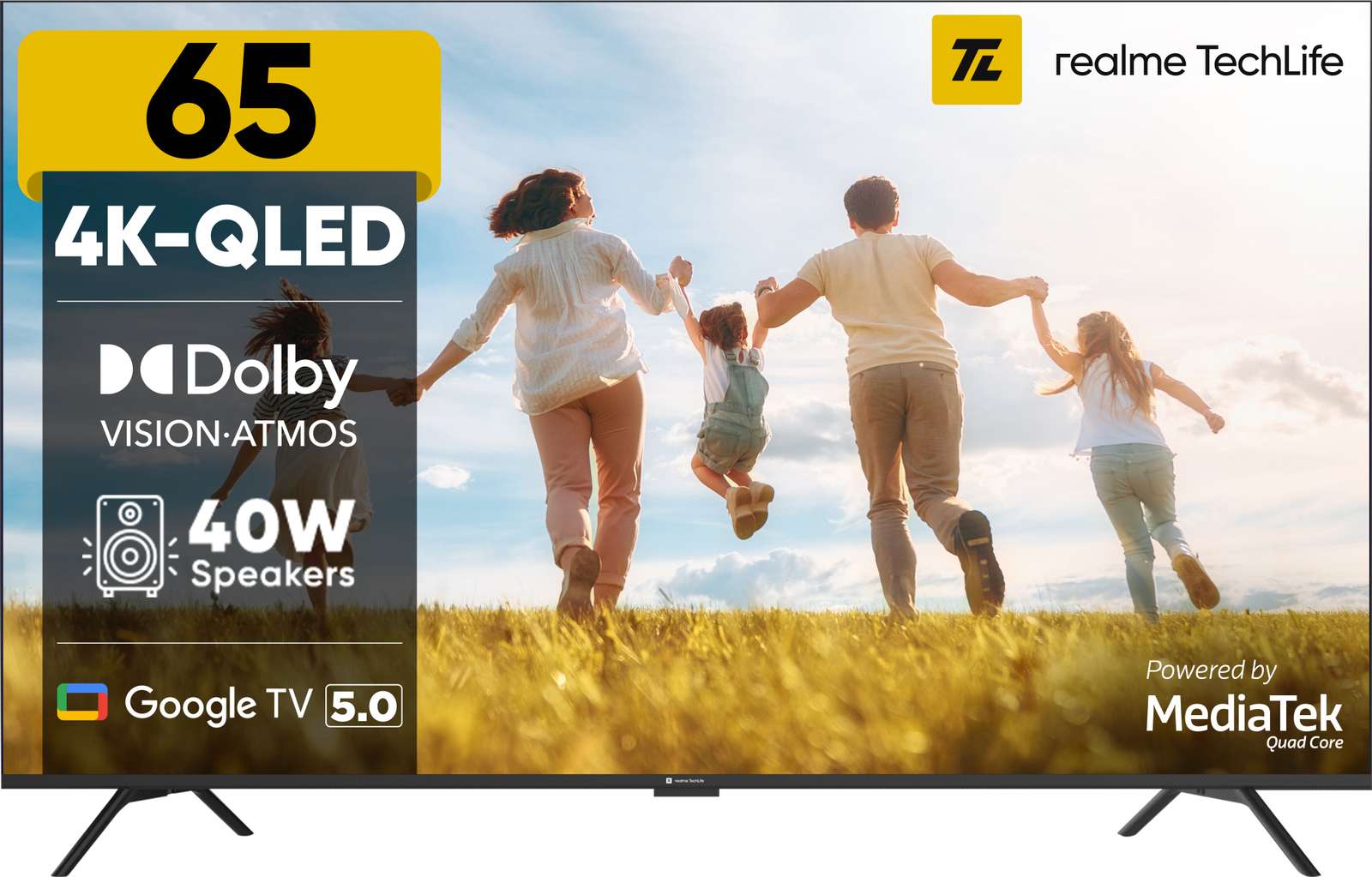 realme TechLife 165 cm (65 inch) QLED Ultra HD (4K) Smart Google TV 2026 Edition with 5.0 OS, Dolby Audio, and 40 W downfiring speaker (65UHDGQRASDQ) Flipkart Deal