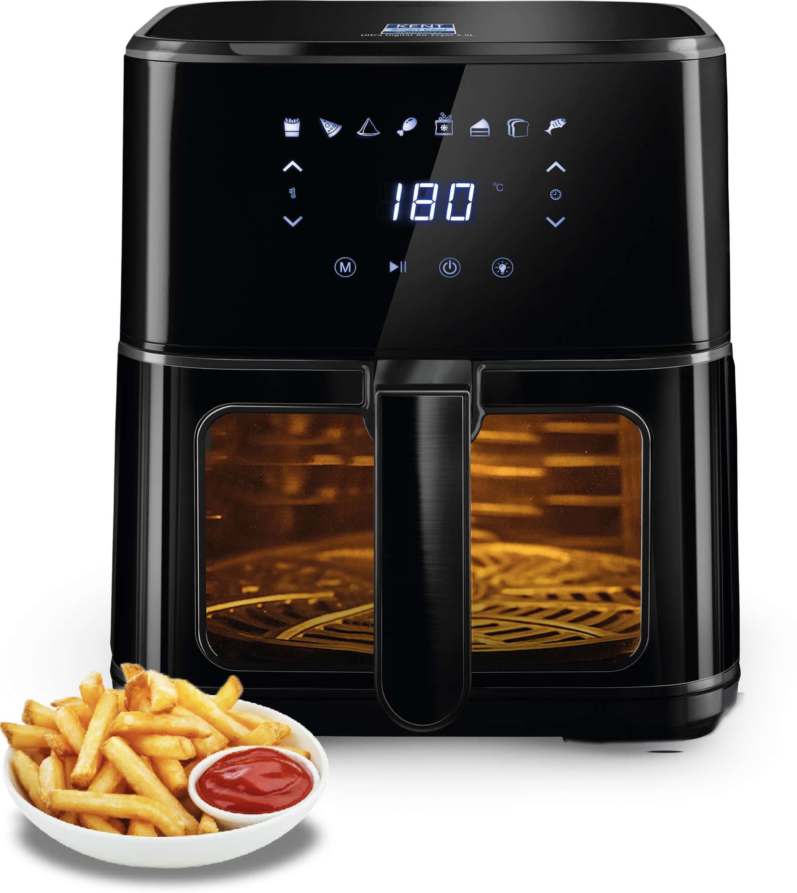 KENT Ultra Digital Air Fryer 4.5L Bake, Grill & Roast Up to 80% Less Oil Usage 8 Preset MenuRapid Heat Circulation Digital Display & Touch Control Panel Glass Window with in built Light Air Fryer (4.5 L) Flipkart Deal