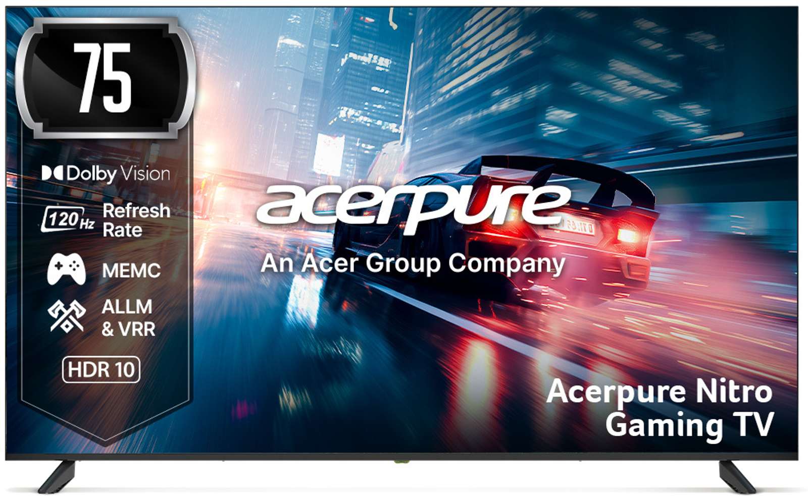 acerpure NITRO 189.2 cm (75 inch) QLED Ultra HD (4K) Smart Google TV with 120 Hz GTV 5.0 |Android 14 |Dolby Vision &amp; Dolby Atmos|50W Sound|Tuner|Wi-Fi Direct|ALLM |VRR|MEMC|Karaoke|AI|Gaming |Wall Mount (AP75UG75PNTO5) Flipkart Deal
