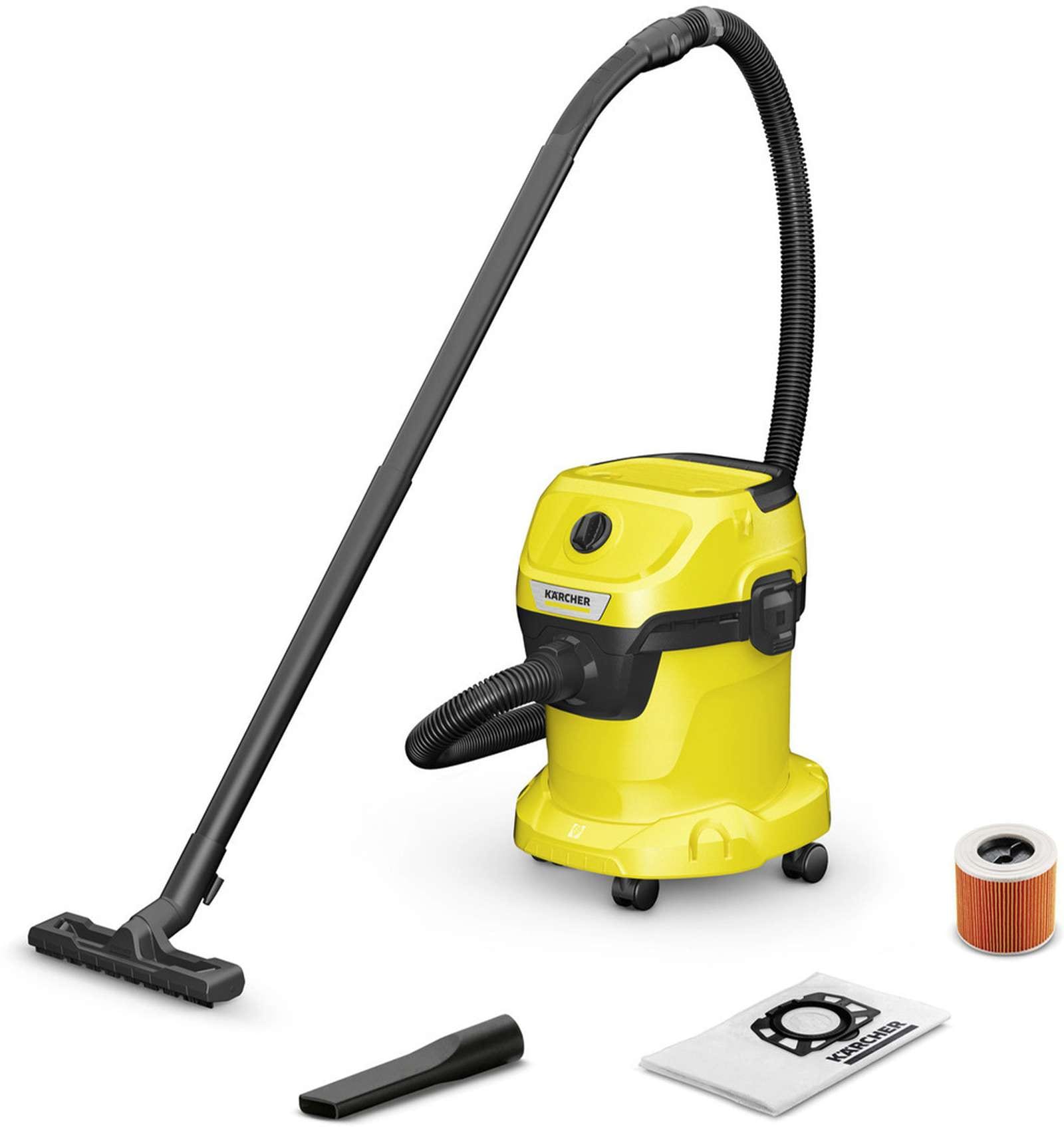 Karcher WD 3 V-15/4/20 (YYY) Wet & Dry Vacuum Cleaner 23kPa Suction, 1000W, 15L Plastic Tank, Blower, Fleece Filter Bag & Cartridge Filter, German Tech (Yellow) Flipkart Deal