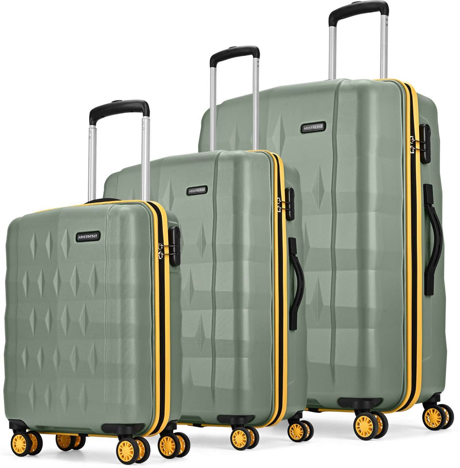 ARISTOCRAT Hard Body Set of 3 Luggage 8 Wheels - Comet Set of 3 Trolley 56, 66, & 76cm, Small+Medium+Large Hard Luggage, 8-Wheel - Green Flipkart Deal