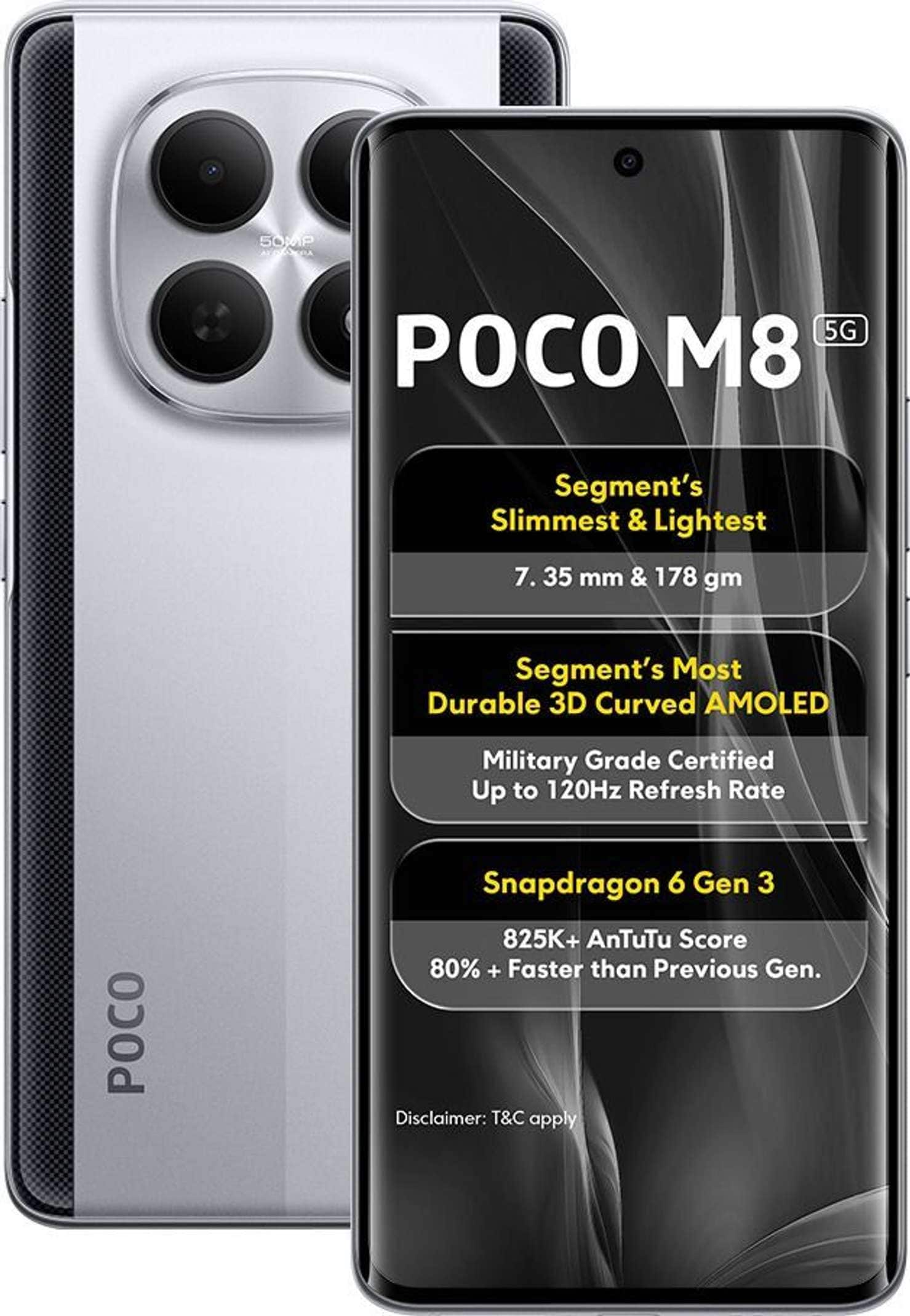 POCO M8 (Frost Silver, 128 GB) (6 GB RAM) Flipkart Deal