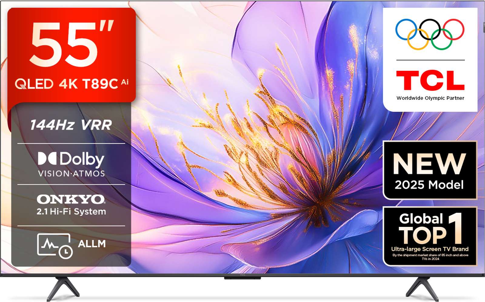 TCL T89C 139 cm (55 inch) QLED Ultra HD (4K) Smart Google TV with HVA Panel | Dolby Vision- Atmos, 35W ONKYO 2.1 Hi-Fi System | 144 Hz VRR | MEMC 120 Hz (55T89C) Flipkart Deal