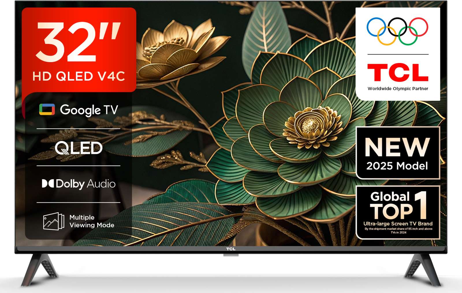 TCL V4C 80.04 cm (32 inch) QLED HD Ready Smart Google TV with 100% Color Volume Plus | 16W Dolby Audio | Google Assitant | Chromecast built-in | Slim Design (32V4C) Flipkart Deal