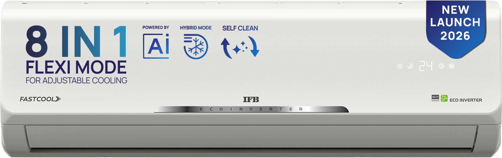 IFB 2026 Model 1.5 Tons 5 Star Split Inverter with Hybrid Mode, 8-in-1 Flexi Mode, Heavy Duty Compressor, Long Air Throw, Self Clean, Copper Condenser AC (CI195SS32RGM3, White) Flipkart Deal