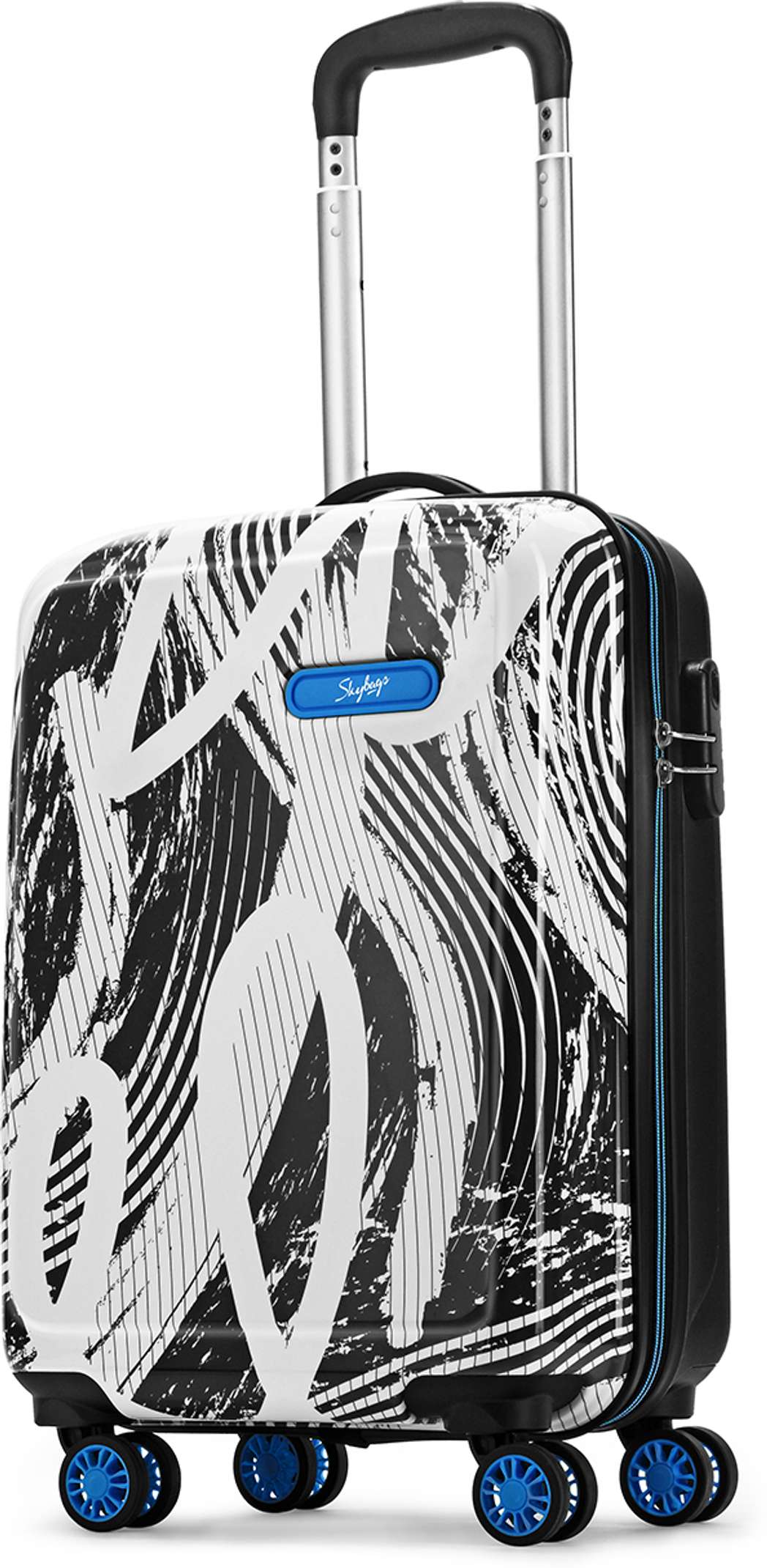 SKYBAGS Small Cabin Suitcase (55 cm) 8 Wheels - Stroke 55 - Hardbody Trolley Bag - Black, White Flipkart Deal