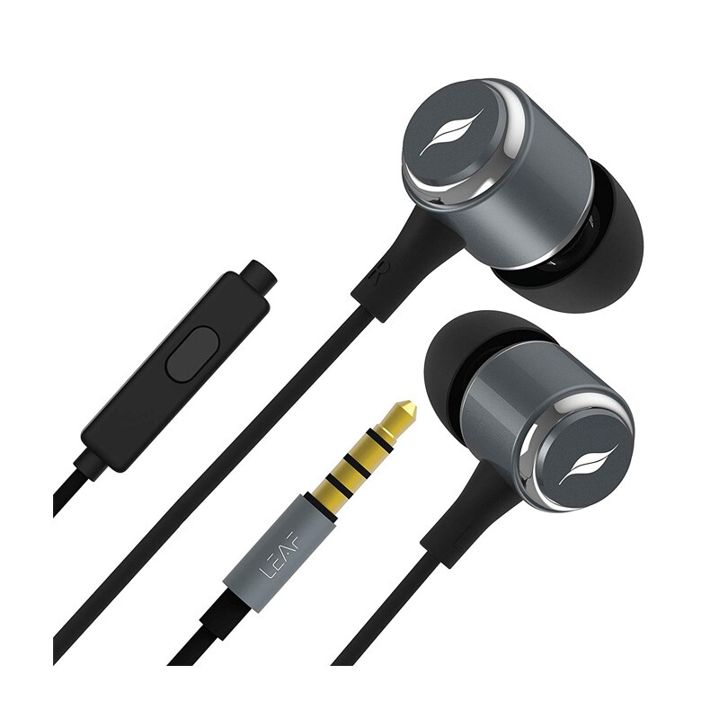 Leaf Metal Wired Earphones with Mic and inLine Remote Gunmetal Price